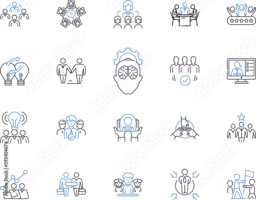 Management brainstorming outline icons collection. Brainstorming  Management  Planning  Ideas  Productivity  Creativity  Innovation vector and illustration concept set. Strategy  Growth  Analysis