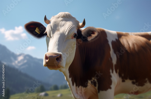 A cow standing in a field, playful. Generative Ai. © Saulo Collado