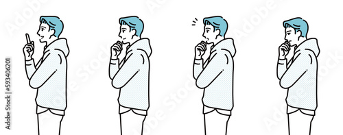 人物男性の横顔悩んでひらめく