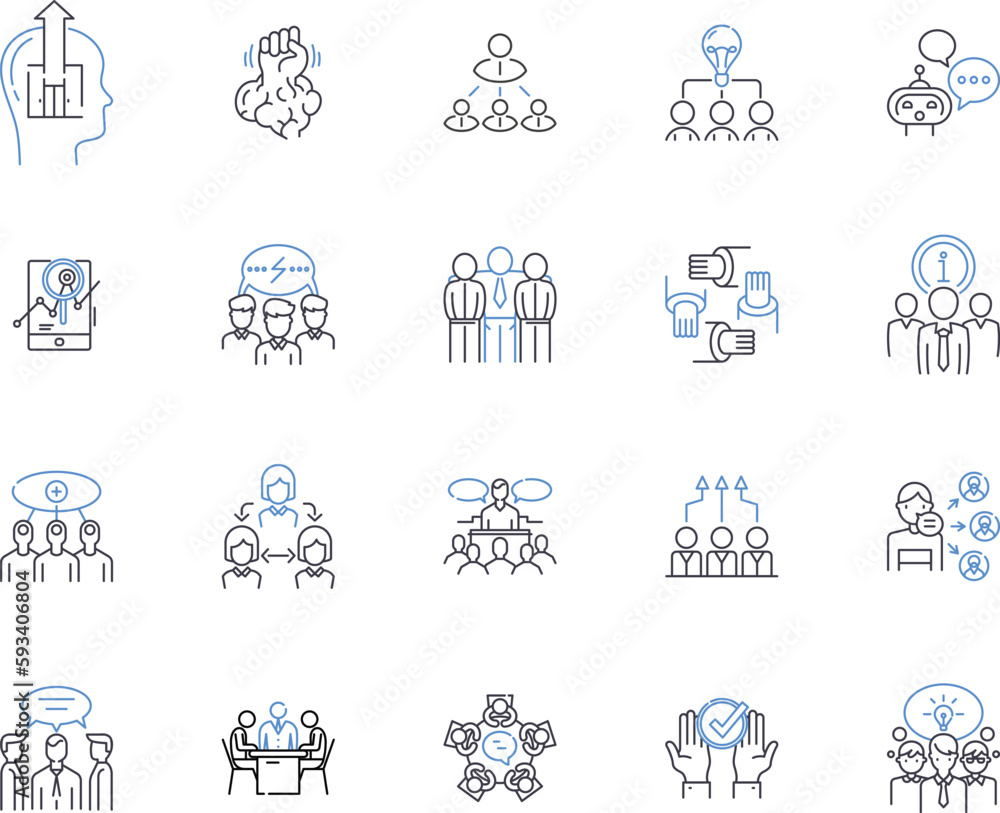 Team collaboration outline icons collection. Cooperation, Collaboration, Networking, Unify, Co-Ordinate, Syndication, Interact vector and illustration concept set. Unionize, Aggregate, Cooperative Team collaboration outline icons collection. Cooperation, Collaboration, Networking, Unify, Co-Ordinate, Syndication, Interact vector and illustration concept set. Unionize, Aggregate, Cooperative