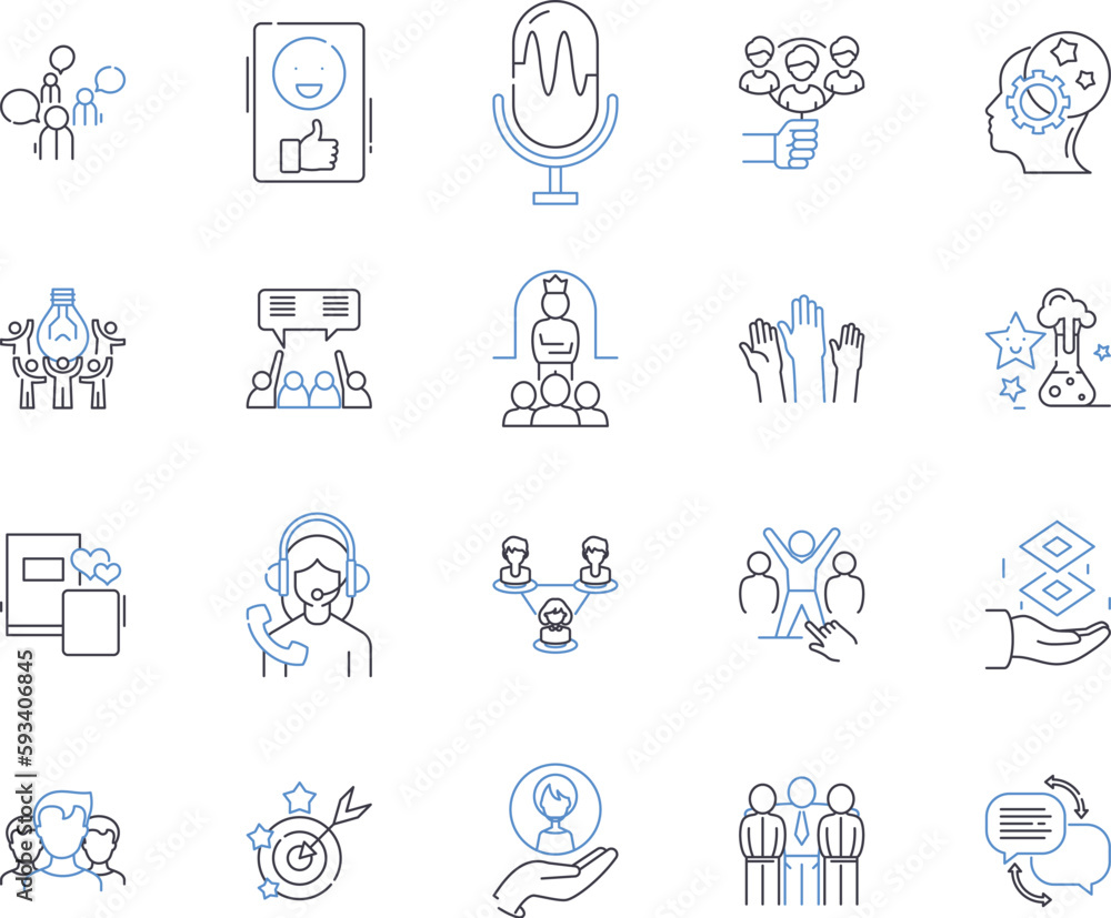 Team training outline icons collection. Team-building, Collaboration, Education, Coaching, Facilitation, Accountability, Motivation vector and illustration concept set. Communication, Productivity Team training outline icons collection. Team-building, Collaboration, Education, Coaching, Facilitation, Accountability, Motivation vector and illustration concept set. Communication, Productivity