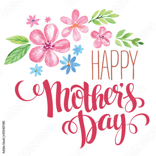 Happy Mother s Day Greeting Card. Brighten Mom s Day with a Colorful and Floral Happy Mother s Day Greeting Card  Vector Design Featuring Flowers to Celebrate Mother s Day in Style