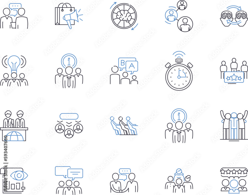 Business Partners outline icons collection. Partners, Business, Commerce, Alliance, Partnering, Joint-Venture, Trading vector and illustration concept set. Joint-Projects, Linking, Merging linear