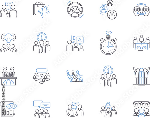 Business Partners outline icons collection. Partners, Business, Commerce, Alliance, Partnering, Joint-Venture, Trading vector and illustration concept set. Joint-Projects, Linking, Merging linear