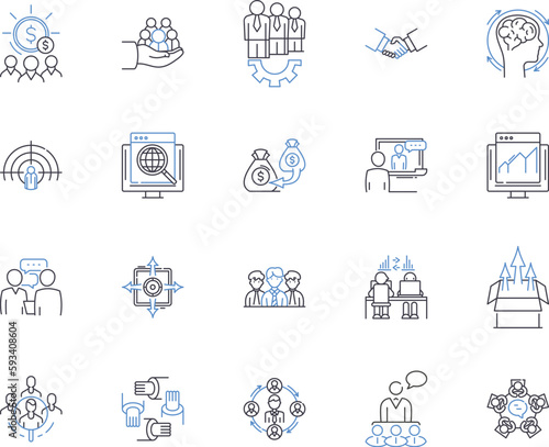 Team networking outline icons collection. Networking, Team, Collaboration, Connecting, Partnership, Discussion, Union vector and illustration concept set. Communication,Association,Interaction linear