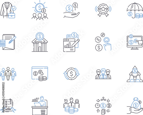 Private Equity outline icons collection. Private, Equity, Investment, Capital, Buyout, Funds, Firms vector and illustration concept set. Investing, Financial, Leverage linear signs