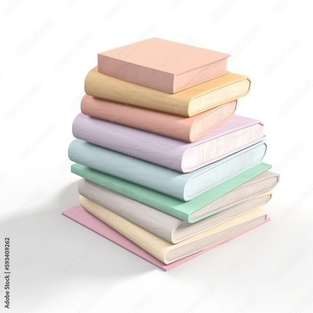 Stack of colorful books isolated on white background, generative ai Stack of colorful books isolated on white background, generative ai
