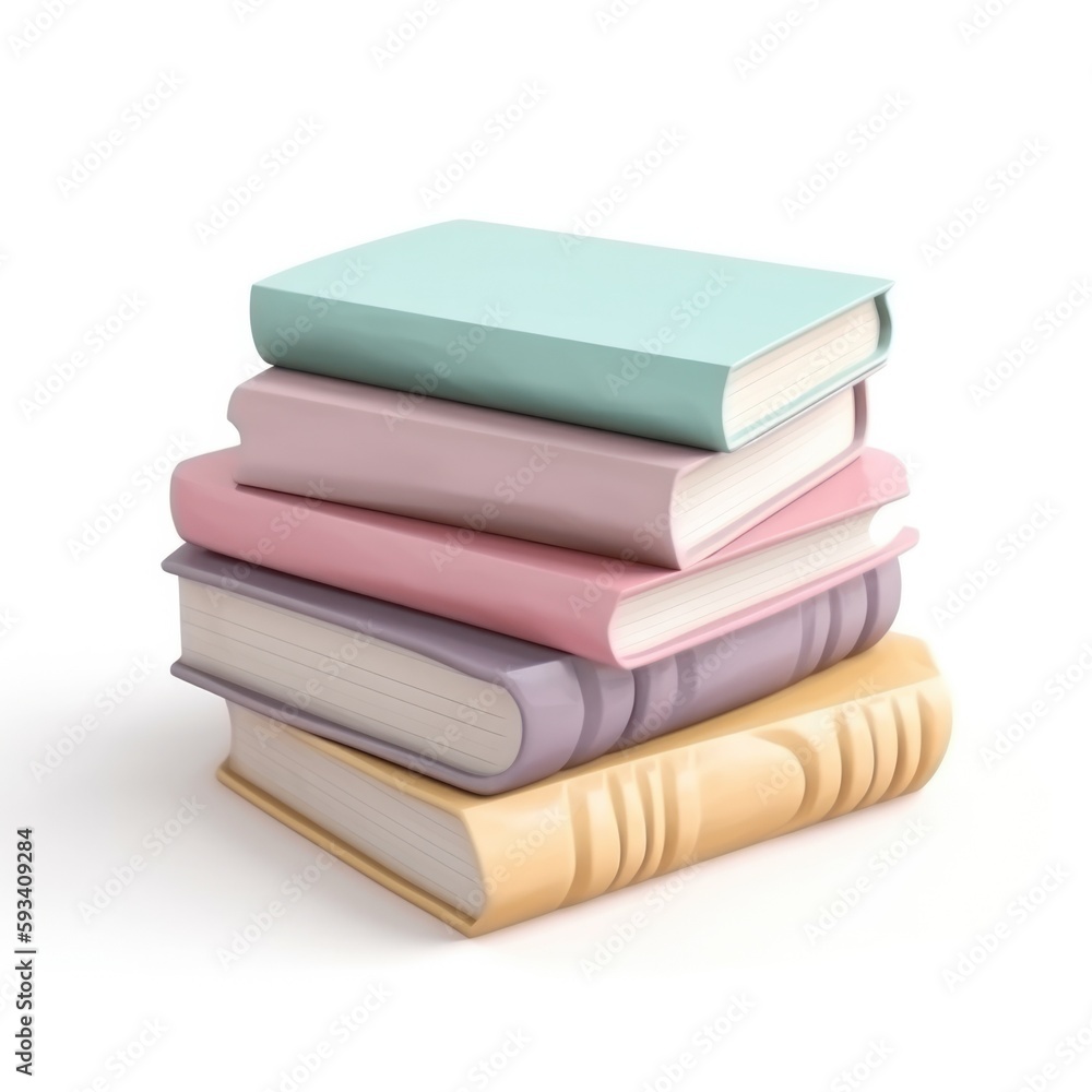 Stack of colorful books isolated on white background, generative ai Stack of colorful books isolated on white background, generative ai