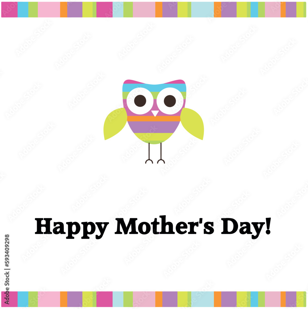 Fototapeta premium Heartwarming Greeting Cards: Show Your Love with Cute Animals and Flowers on Mother's Day. Perfect Mother's Day Celebration Card Vector Design