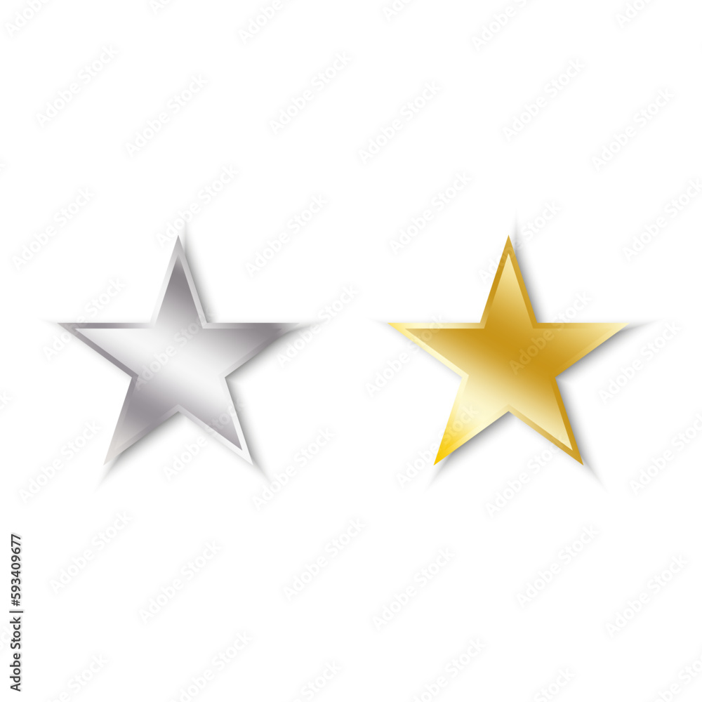 3d gold silver stars. Star icon. Award luxury background. Vector illustration. 3d gold silver stars. Star icon. Award luxury background. Vector illustration.