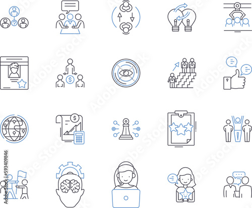 Business Partners outline icons collection. Partners, Business, Commerce, Alliance, Partnering, Joint-Venture, Trading vector and illustration concept set. Joint-Projects, Linking, Merging linear