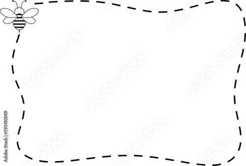 rectangular bee flying frame with copy space for your text or design