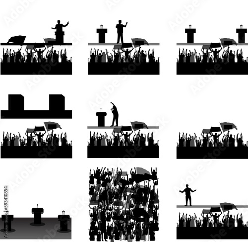 ORATION IN DEMOCRATIC REPUBLIC COUNTRY SILHOUETTE VECTOR