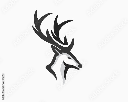 elegance head elk deer art logo template illustration inspiration