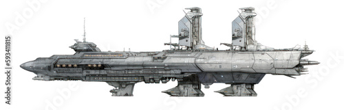 Fotografia Scifi battle cruiser, spaceship, battleship or gunship ink and water color drawing