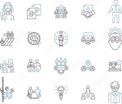 Chief Executive Officer outline icons collection. CEO, Chief, Executive, Officer, Manager, Leader, Director vector and illustration concept set. Chair, Head, Governor linear signs