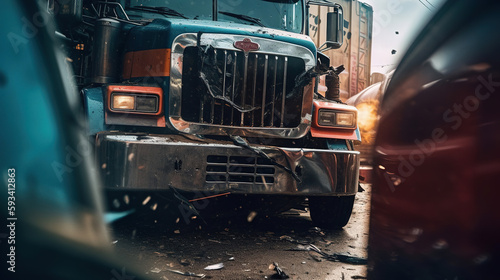 Truck Crash Damage Realistic Photo