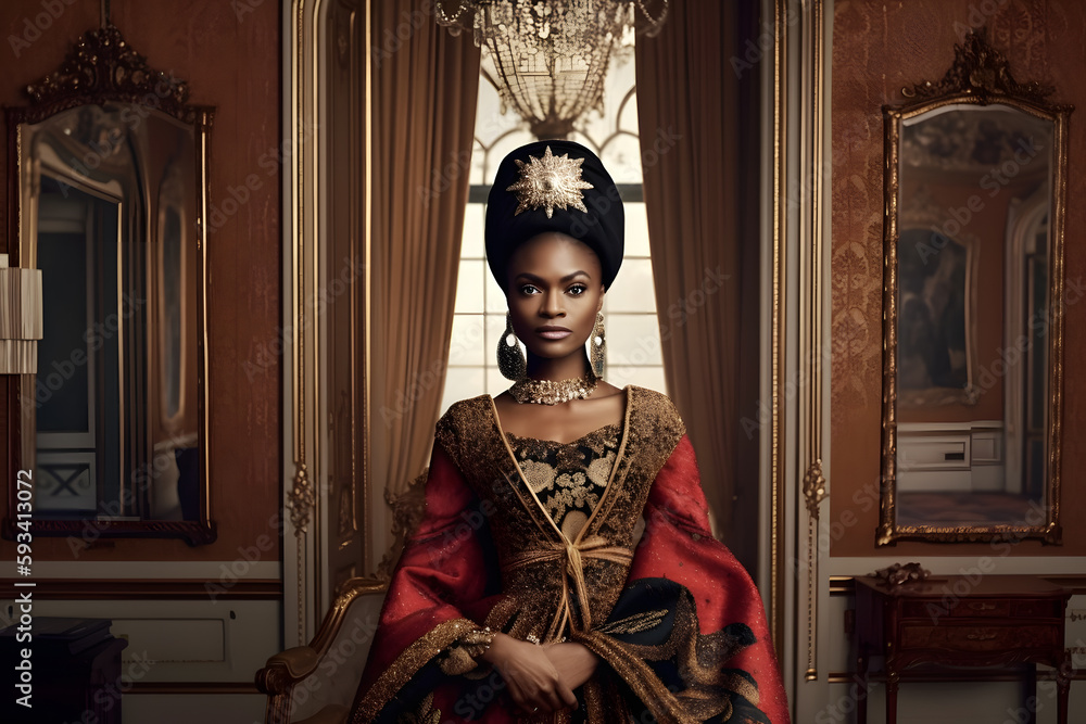 Beautiful African woman in ethnic dress. Neural network AI generated ...