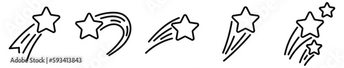 Conjunto de iconos de estrella fugaz. Cometa, pedir deseo. Ilustración vectorial