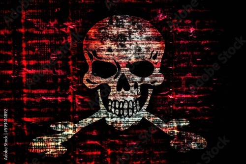 skull and crossbones on a distressed background. Generative AI