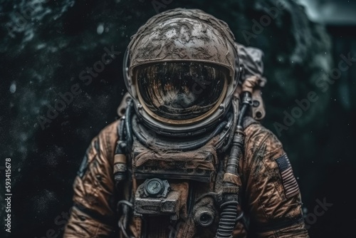 astronaut exploring a cave on an alien planet. Generative AI