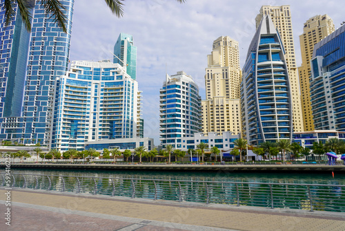 Dubai Marina in Dubai, UAE. View of the skyscrapers and the canal © Liubov