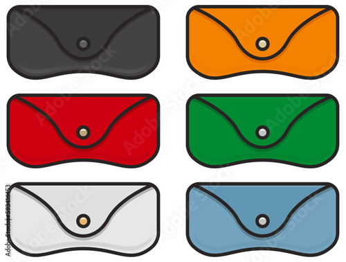 Clip art of glasses case of 6 colors