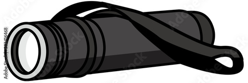 Illustration of black flashlight seen from the side
