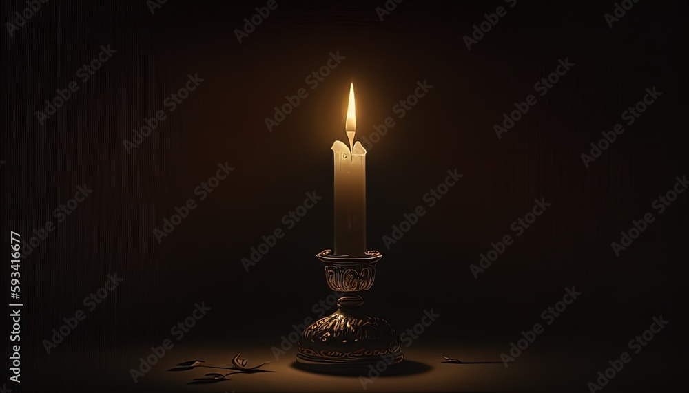single candle, digital art illustration, Generative AI single candle, digital art illustration, Generative AI