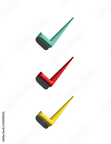 3d Approval heck icon isolated, set quality sign,, verification