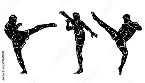 kick figter martial art vector icon logo