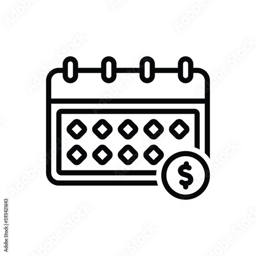 Black line icon for annually 