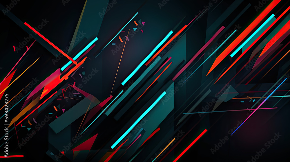 Digital Abstract Geometric Background With Red and Blue Lines AI Generative Artwork Digital Abstract Geometric Background With Red and Blue Lines AI Generative Artwork