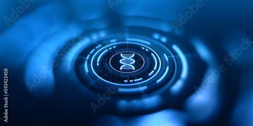 Fototapeta Naklejka Na Ścianę i Meble -  Blue DNA structure science research biology and medical concept. 3d render