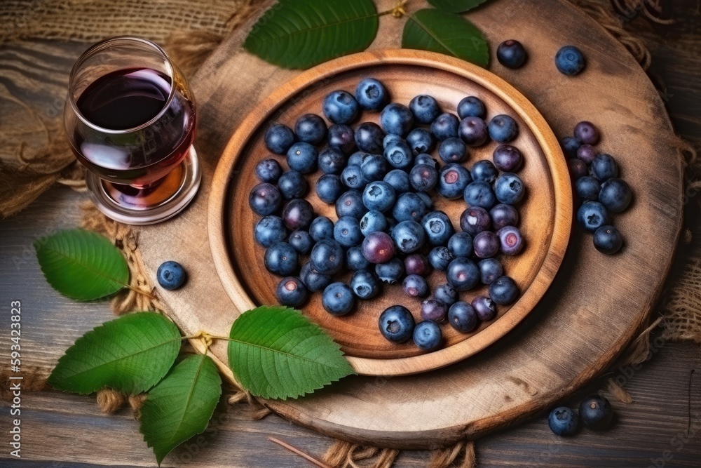 pairing of blueberries and wine for a flavorful experience. Generative AI pairing of blueberries and wine for a flavorful experience. Generative AI