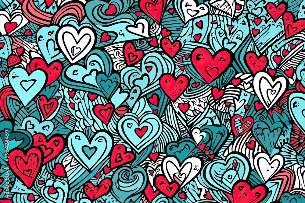 Naklejka premium colorful hearts in various shades and sizes. Generative AI