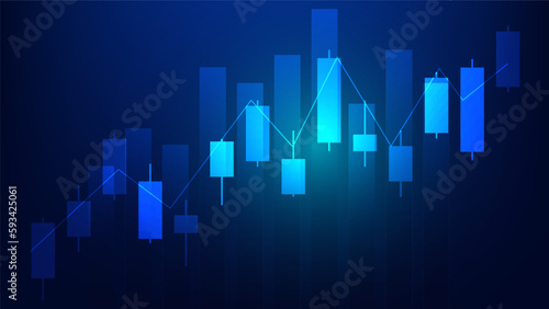 Financial business statistics with bar graph and candlestick chart show stock market price