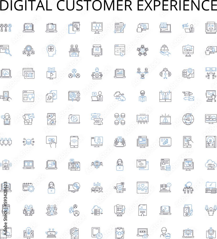 Digital customer experience outline icons collection. digital, customer experience, website, mobile app, user interface, user experience, design vector illustration set. content, search engine Digital customer experience outline icons collection. digital, customer experience, website, mobile app, user interface, user experience, design vector illustration set. content, search engine