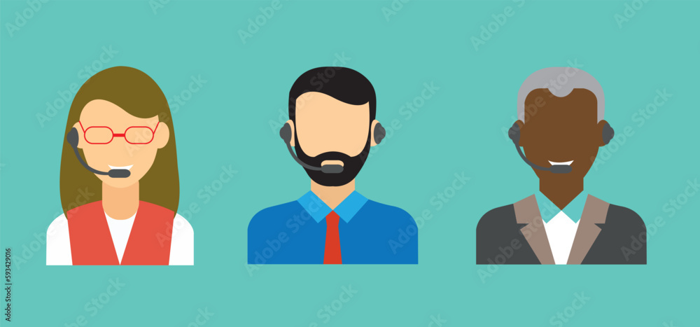 Image illustration material of a call center that supports customers Image illustration material of a call center that supports customers