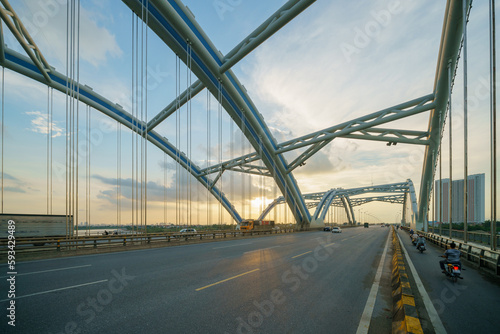 Dong Tru bridge during sunset period in Hanoi, Vietnam