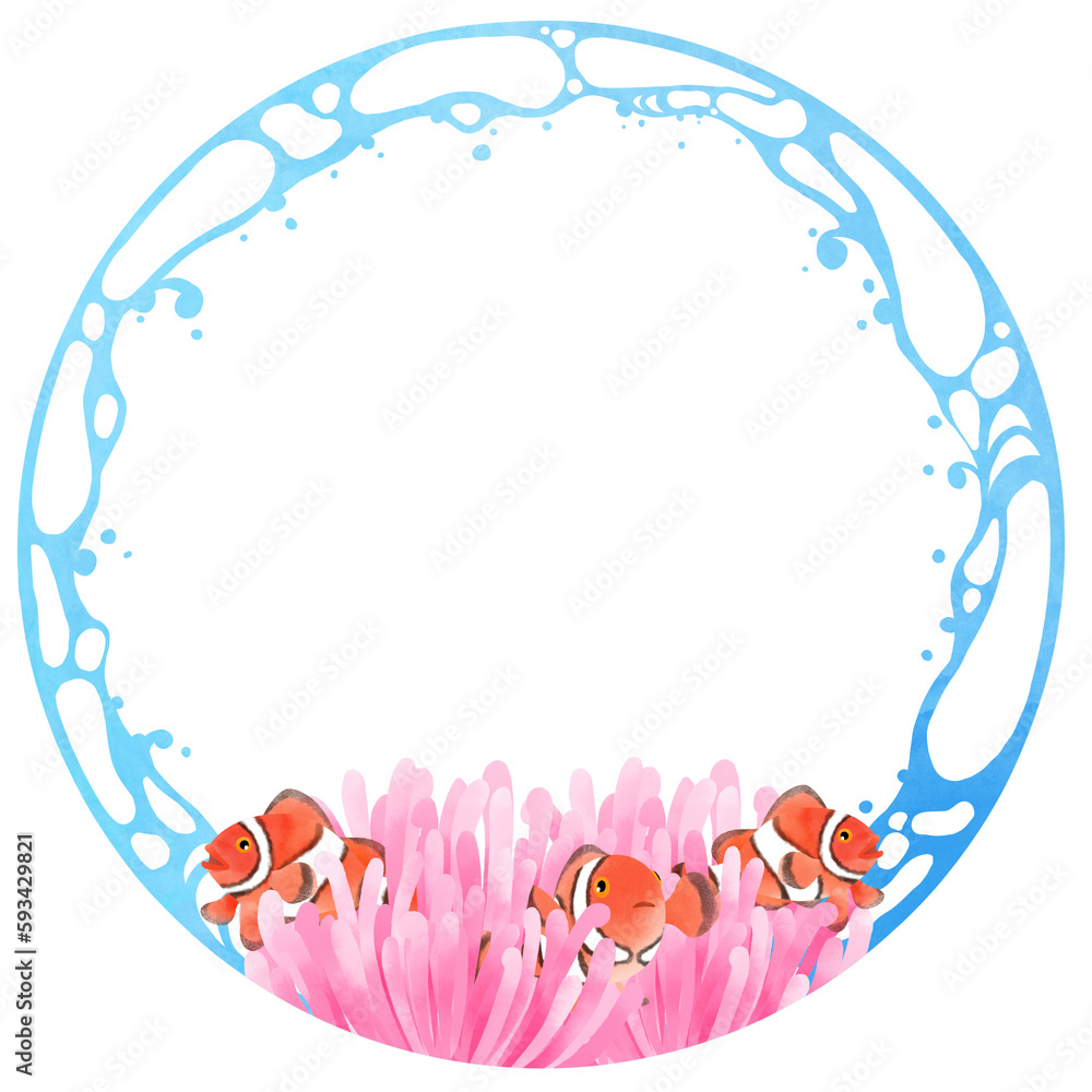 カクレクマノミがモチーフの装飾素材／Decorative material with an anemone fish motif