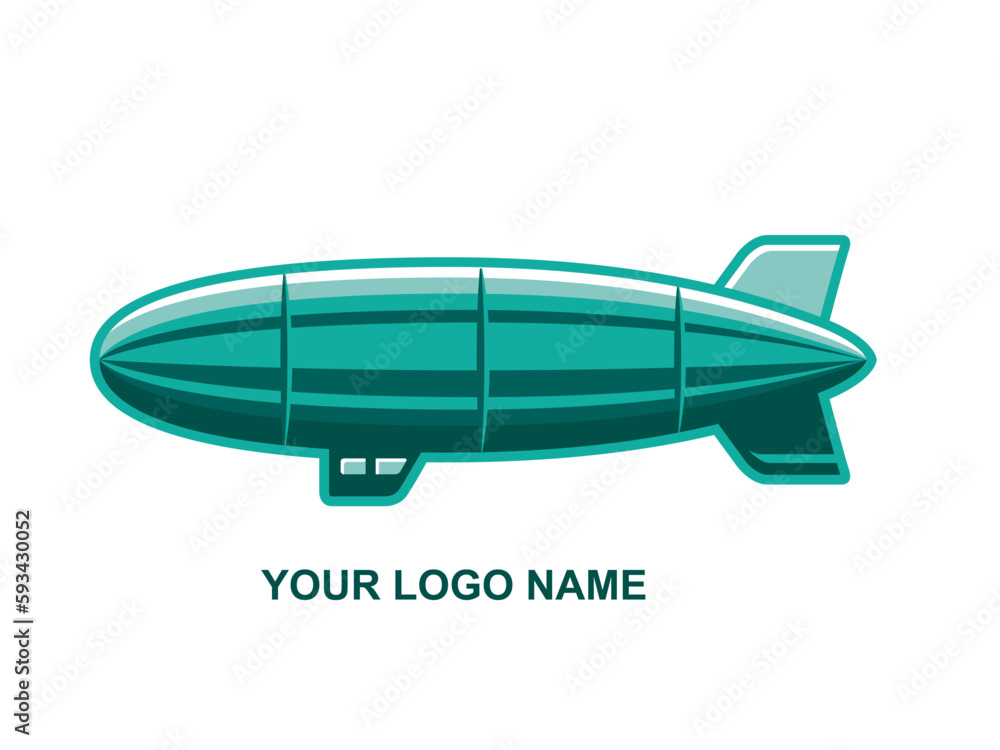 Fototapeta premium airship with vintage style logo icon template design. blimp , balloon, zeppelin, vector illustration