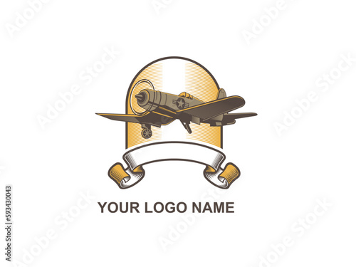 Premium Esport logo Aviator warbirds classic airplane emblem vector
