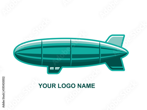 airship with vintage style logo icon template design. blimp , balloon, zeppelin, vector illustration