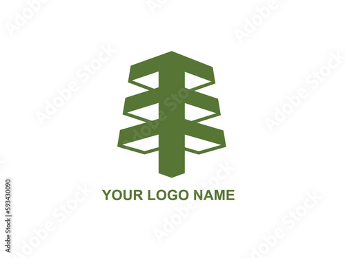 pine evergreen fir hemlock spruce conifer cedar coniferous cypress larch pinus tree forest vintage retro hipster line art Logo design