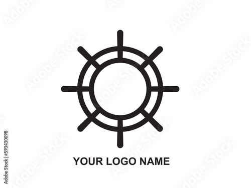 ship's wheel logo free vector. Leaf and rope abstract design concept