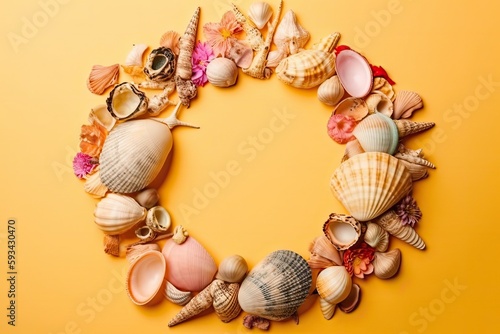 sea shell background with generative ai photo