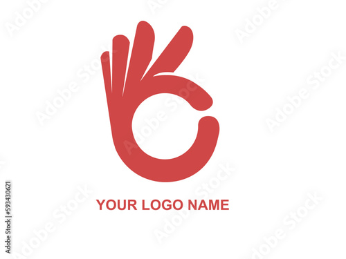 Letter B C fingers vector sign. Hand Ok symbol icon. Negative space idea logotype. Bunny rabbit logo design template