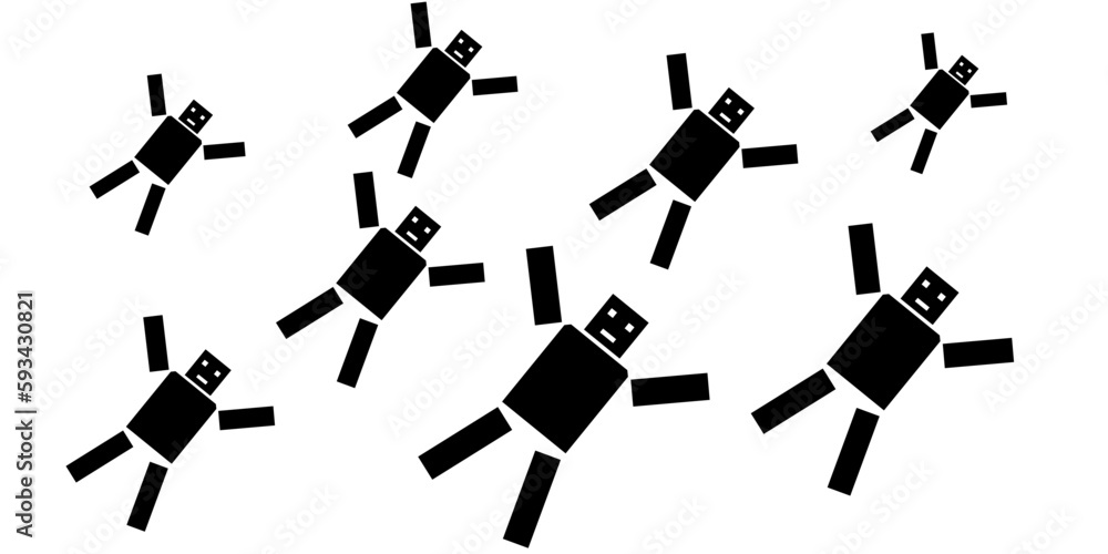 various characters made with rectangle isolated white various characters made with rectangle isolated white