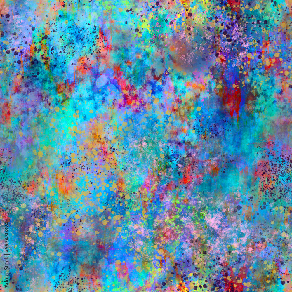Abstract multicolor blur hand painted seamless layered pattern Mixed transparent spots blots smudges